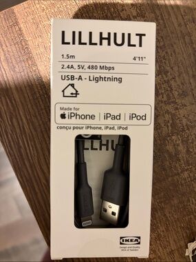 IKEA LILLHULT Black USB-A to Lightning Cable - 1.5m